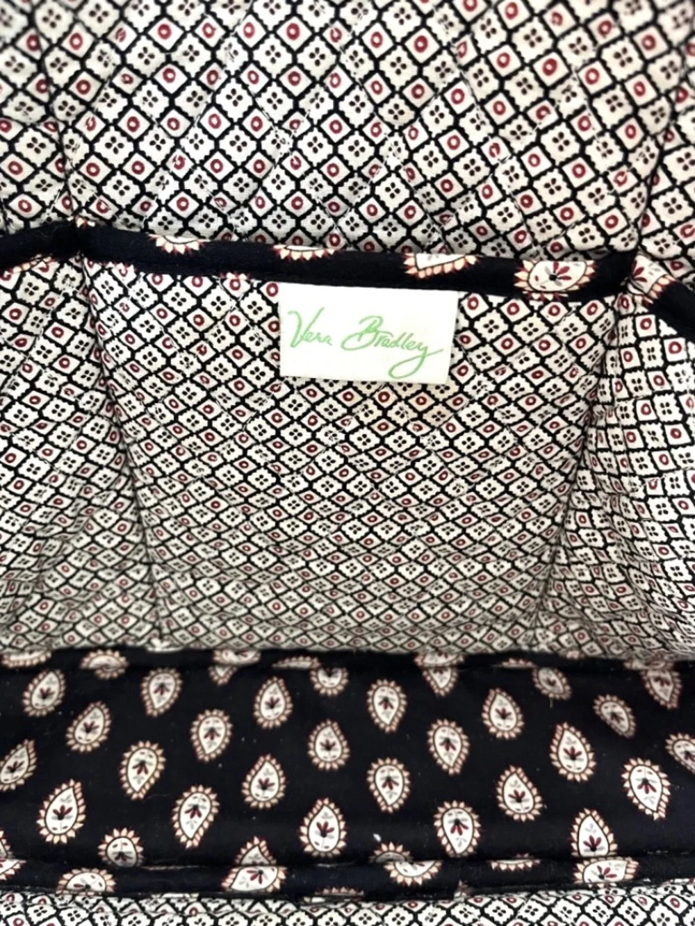 Vera Bradley Quilted Laptop Messenger Bag Classic Black Paisley Adjustable Strap